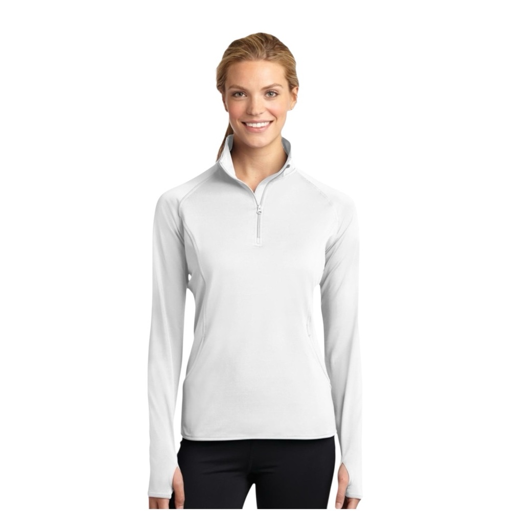 Sport-Tek Sport-Wick Stretch 1/4 Zip Pullover Shirt (White) NWOT